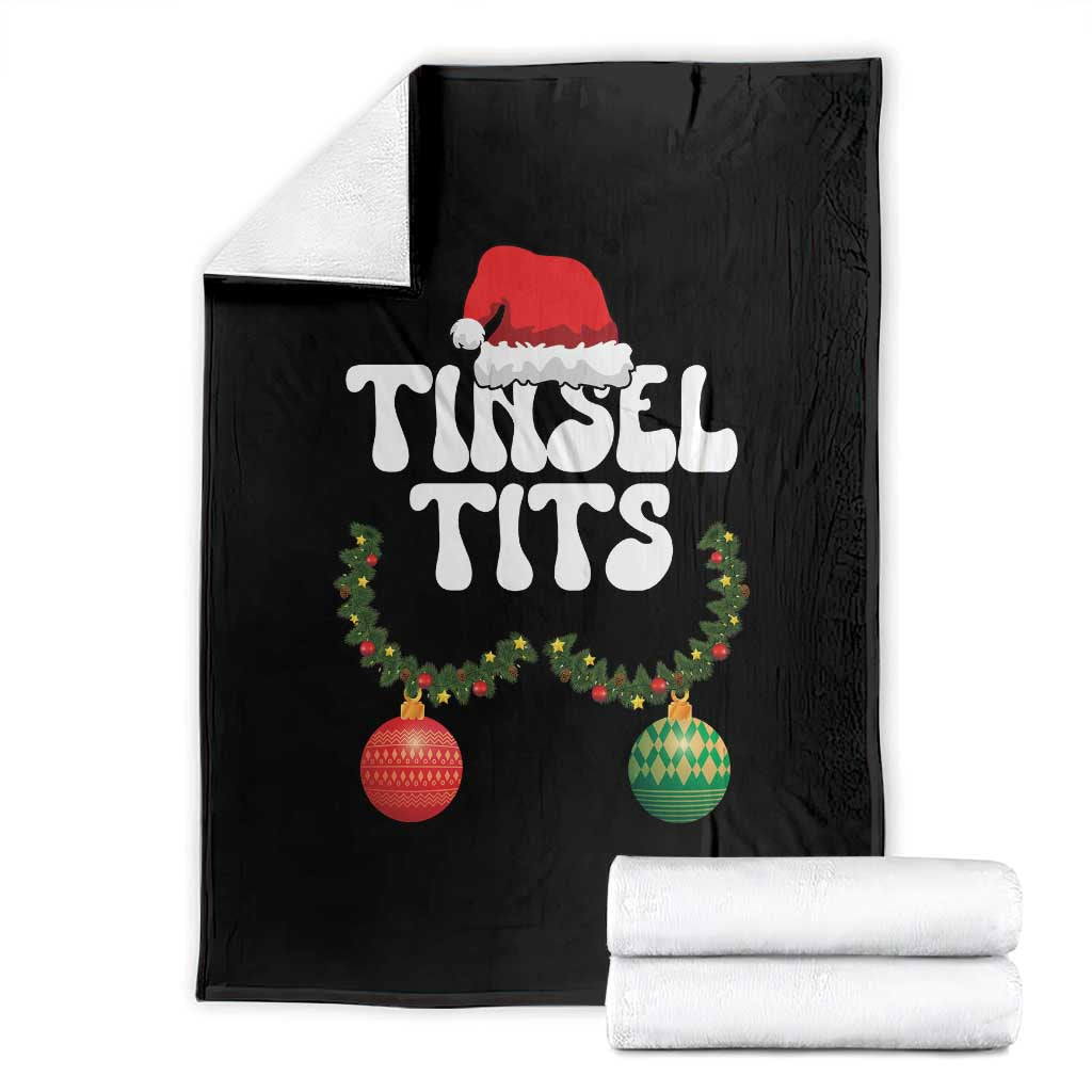 Christmas Tinsel Tits Throw Blanket Funny Xmas Couple Matching TS11 Black Print Your Wear