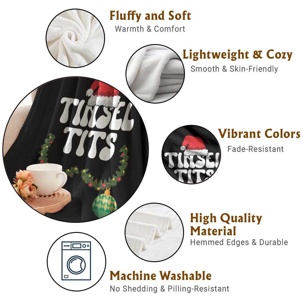 Christmas Tinsel Tits Throw Blanket Funny Xmas Couple Matching TS11 Print Your Wear
