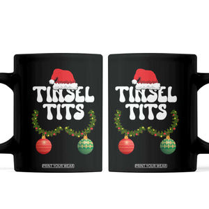 Christmas Tinsel Tits Coffee Mug Funny Xmas Couple Matching TS11 Black Print Your Wear