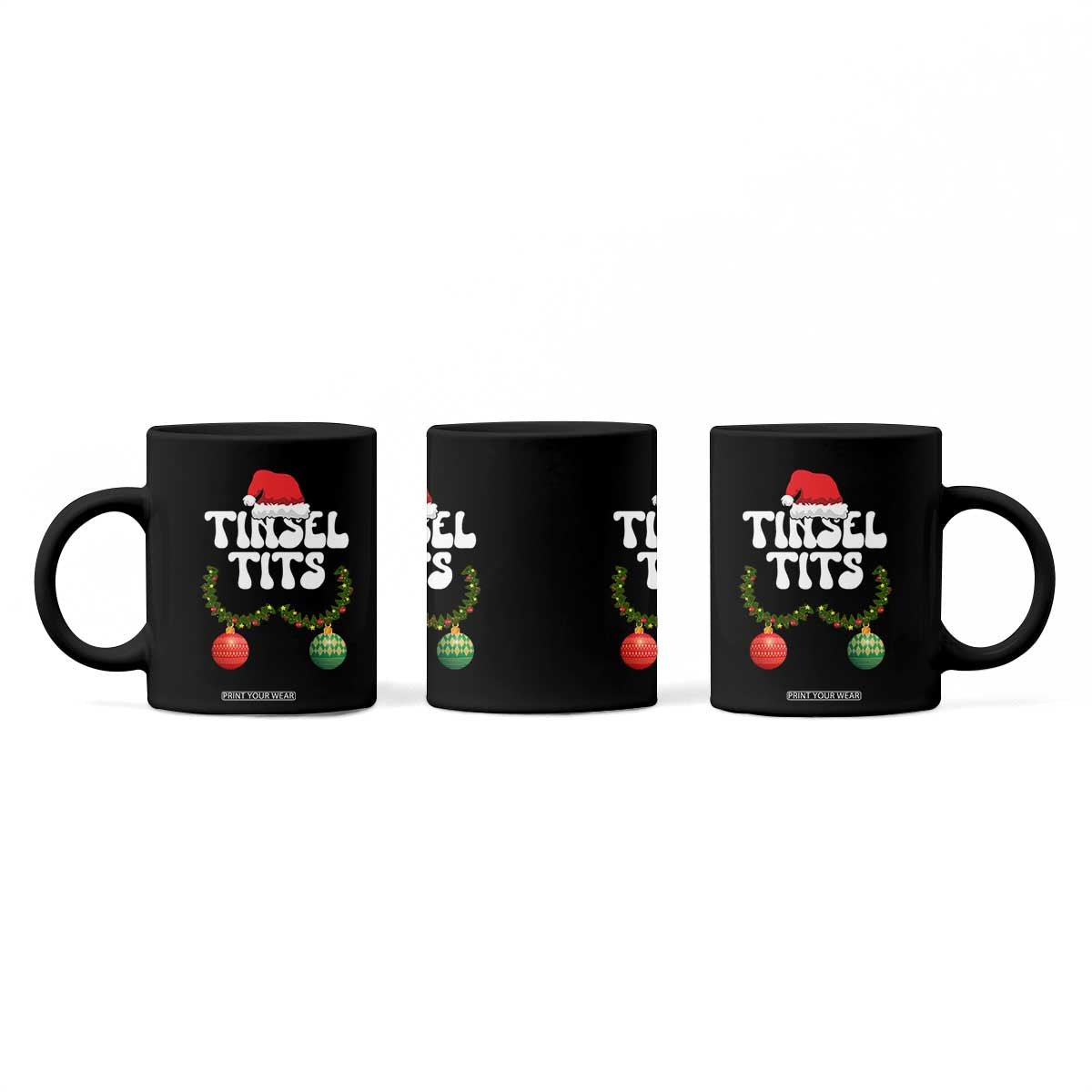 Christmas Tinsel Tits Coffee Mug Funny Xmas Couple Matching TS11 Print Your Wear