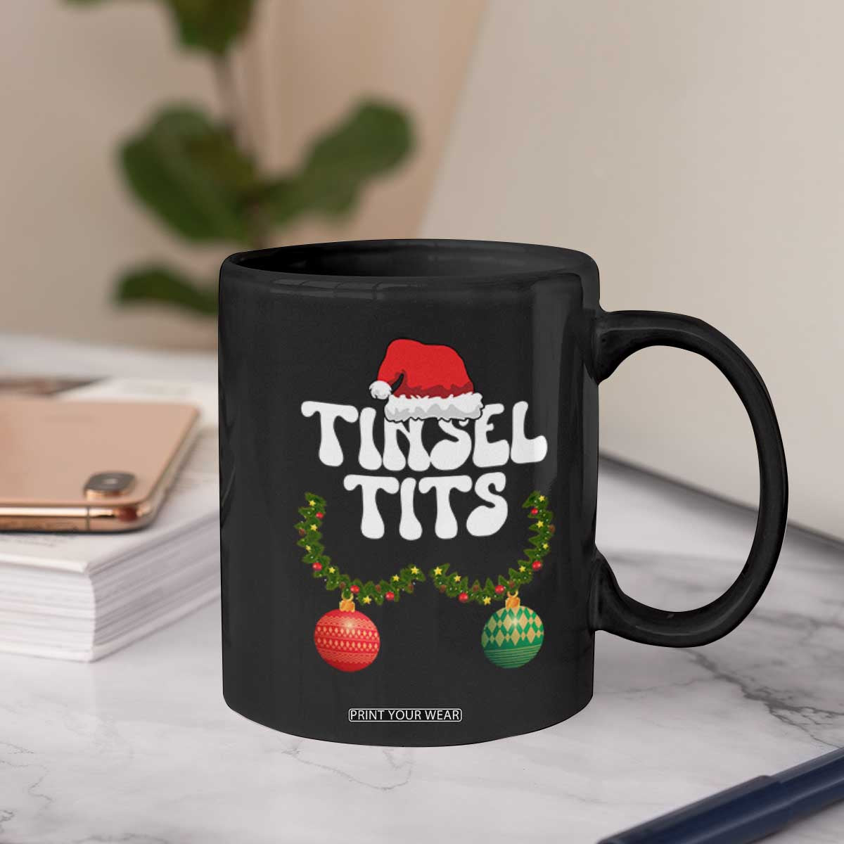 Christmas Tinsel Tits Coffee Mug Funny Xmas Couple Matching TS11 Print Your Wear