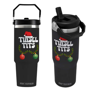 Christmas Tinsel Tits Flip Straw Tumbler Funny Xmas Couple Matching TS11 One Size: 30 oz Black Print Your Wear