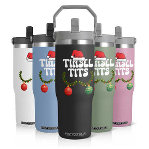 Christmas Tinsel Tits Flip Straw Tumbler Funny Xmas Couple Matching TS11 Print Your Wear