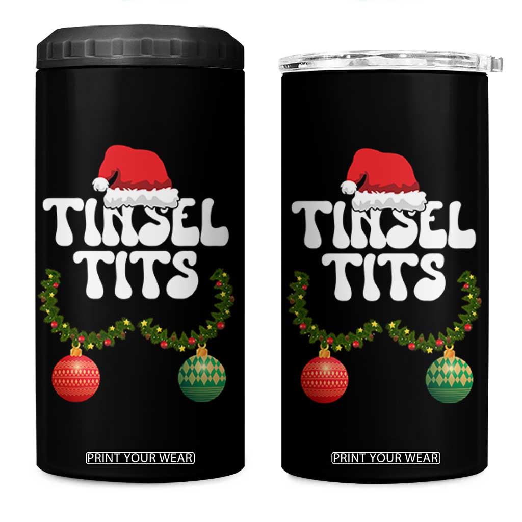 Christmas Tinsel Tits 4 in 1 Can Cooler Tumbler Funny Xmas Couple Matching TS11 One Size: 16 oz Black Print Your Wear