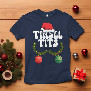 Christmas Tinsel Tits T Shirt Funny Xmas Couple Matching TS11 Navy Print Your Wear