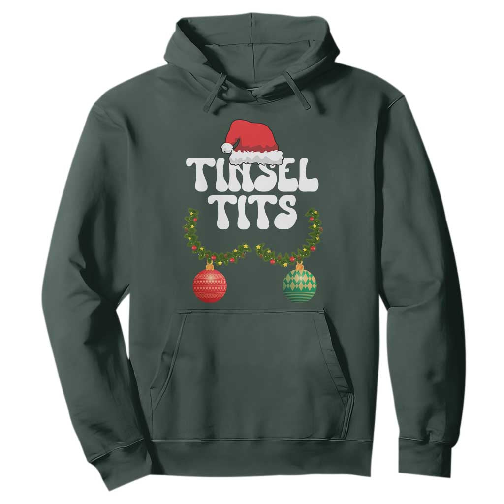 Christmas Tinsel Tits Hoodie Funny Xmas Couple Matching TS11 Dark Forest Green Print Your Wear