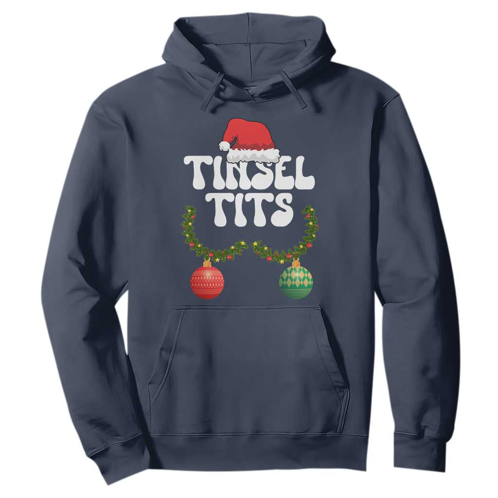 Christmas Tinsel Tits Hoodie Funny Xmas Couple Matching TS11 Navy Print Your Wear