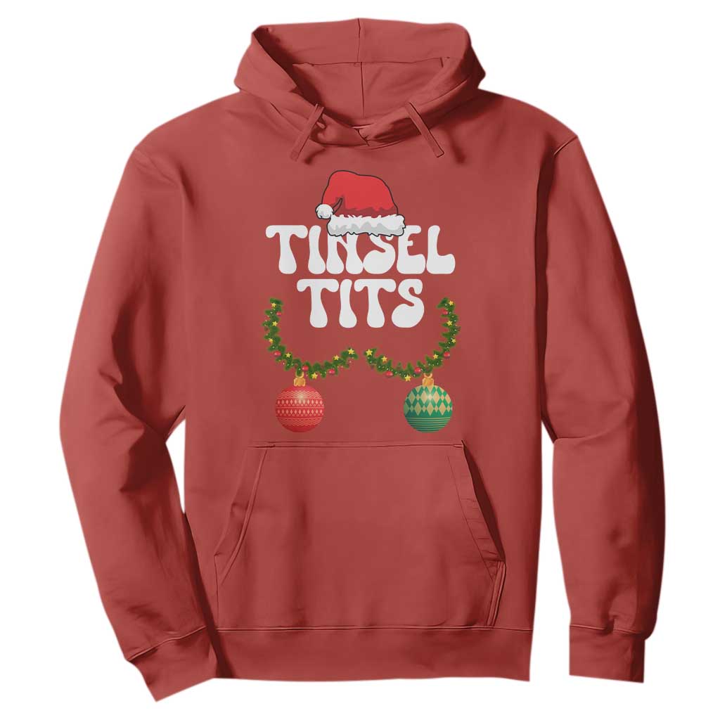 Christmas Tinsel Tits Hoodie Funny Xmas Couple Matching TS11 Red Print Your Wear