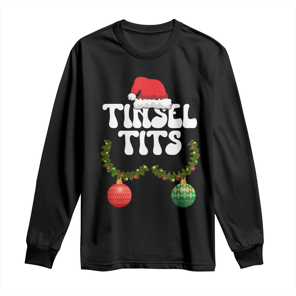 Christmas Tinsel Tits Long Sleeve Shirt Funny Xmas Couple Matching TS11 Black Print Your Wear