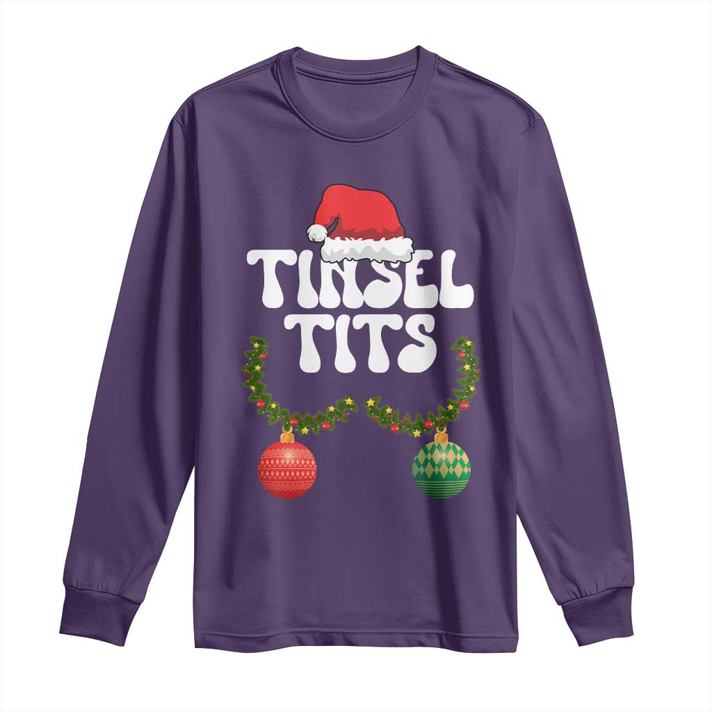 Christmas Tinsel Tits Long Sleeve Shirt Funny Xmas Couple Matching TS11 Purple Print Your Wear