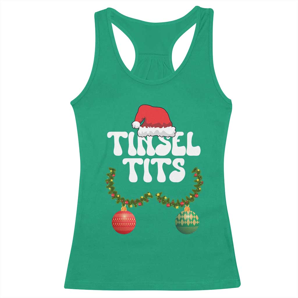Christmas Tinsel Tits Racerback Tank Top Funny Xmas Couple Matching TS11 Irish Green Print Your Wear