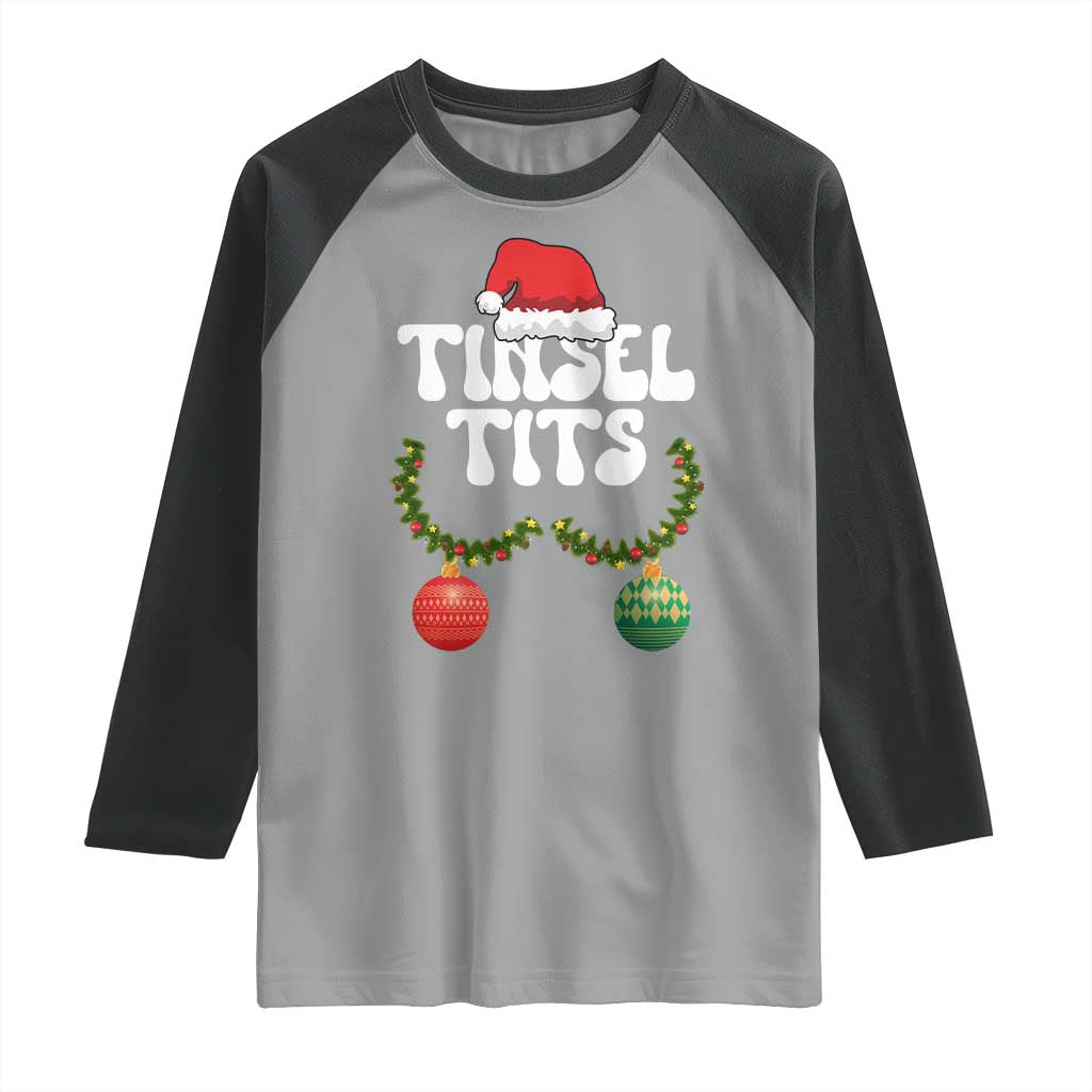 Christmas Tinsel Tits Raglan Shirt Funny Xmas Couple Matching TS11 Sport Gray Black Print Your Wear