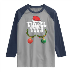 Christmas Tinsel Tits Raglan Shirt Funny Xmas Couple Matching TS11 Sport Gray Navy Print Your Wear