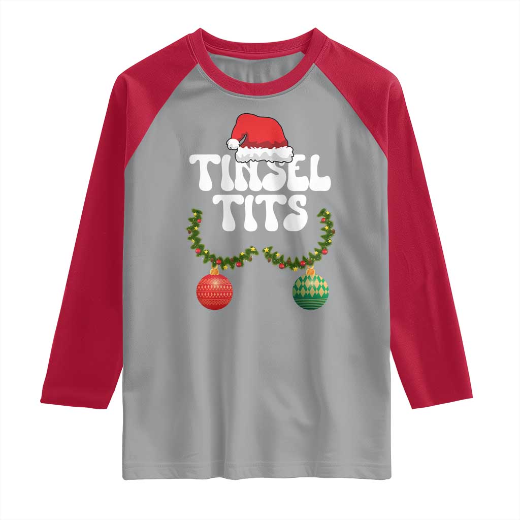 Christmas Tinsel Tits Raglan Shirt Funny Xmas Couple Matching TS11 Sport Gray Red Print Your Wear