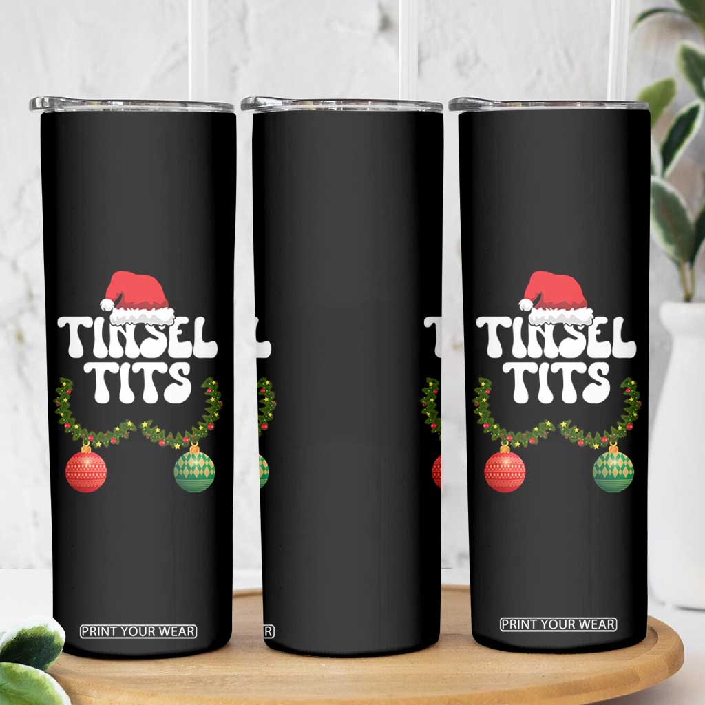 Christmas Tinsel Tits Skinny Tumbler Funny Xmas Couple Matching TS11 Print Your Wear