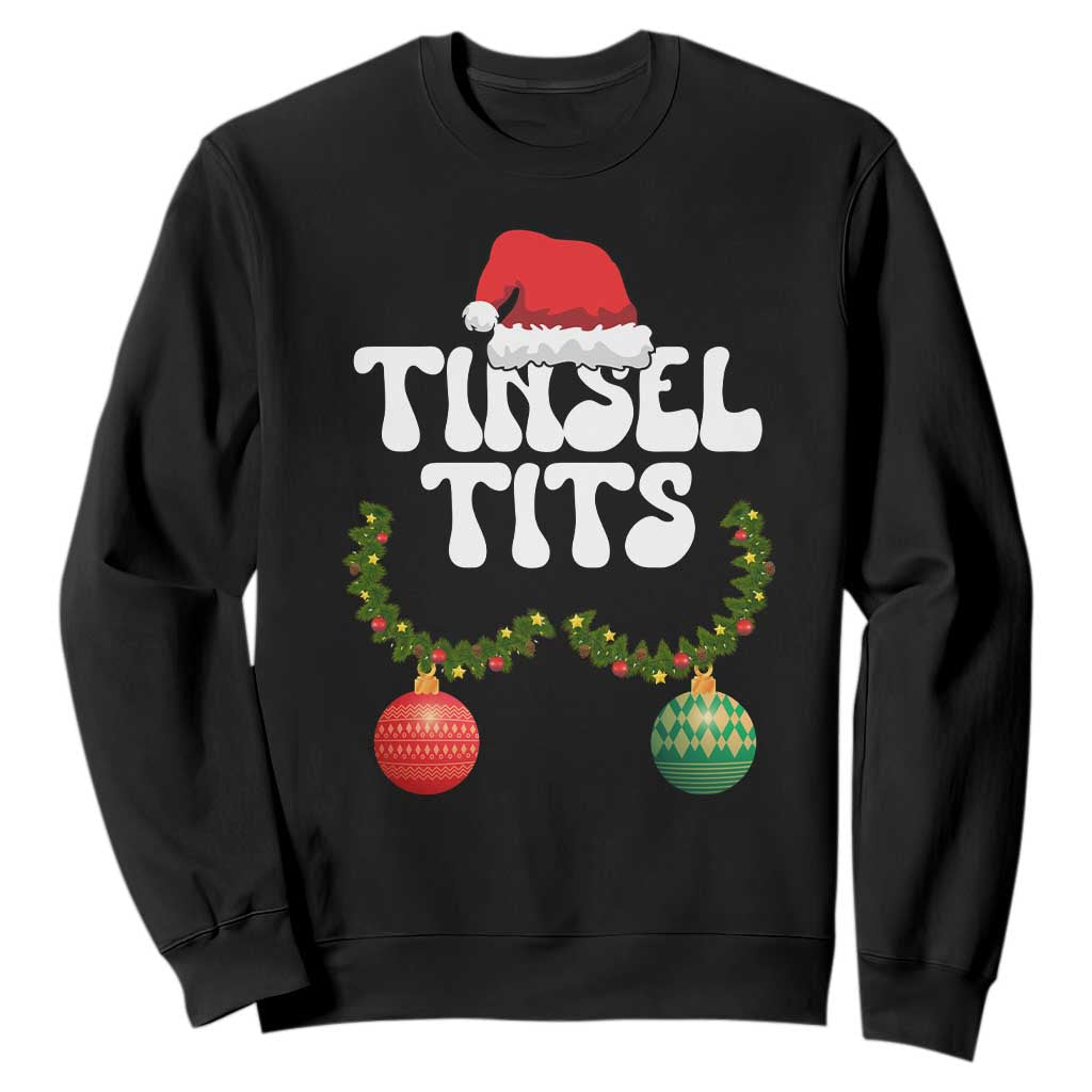 Christmas Tinsel Tits Sweatshirt Funny Xmas Couple Matching TS11 Black Print Your Wear