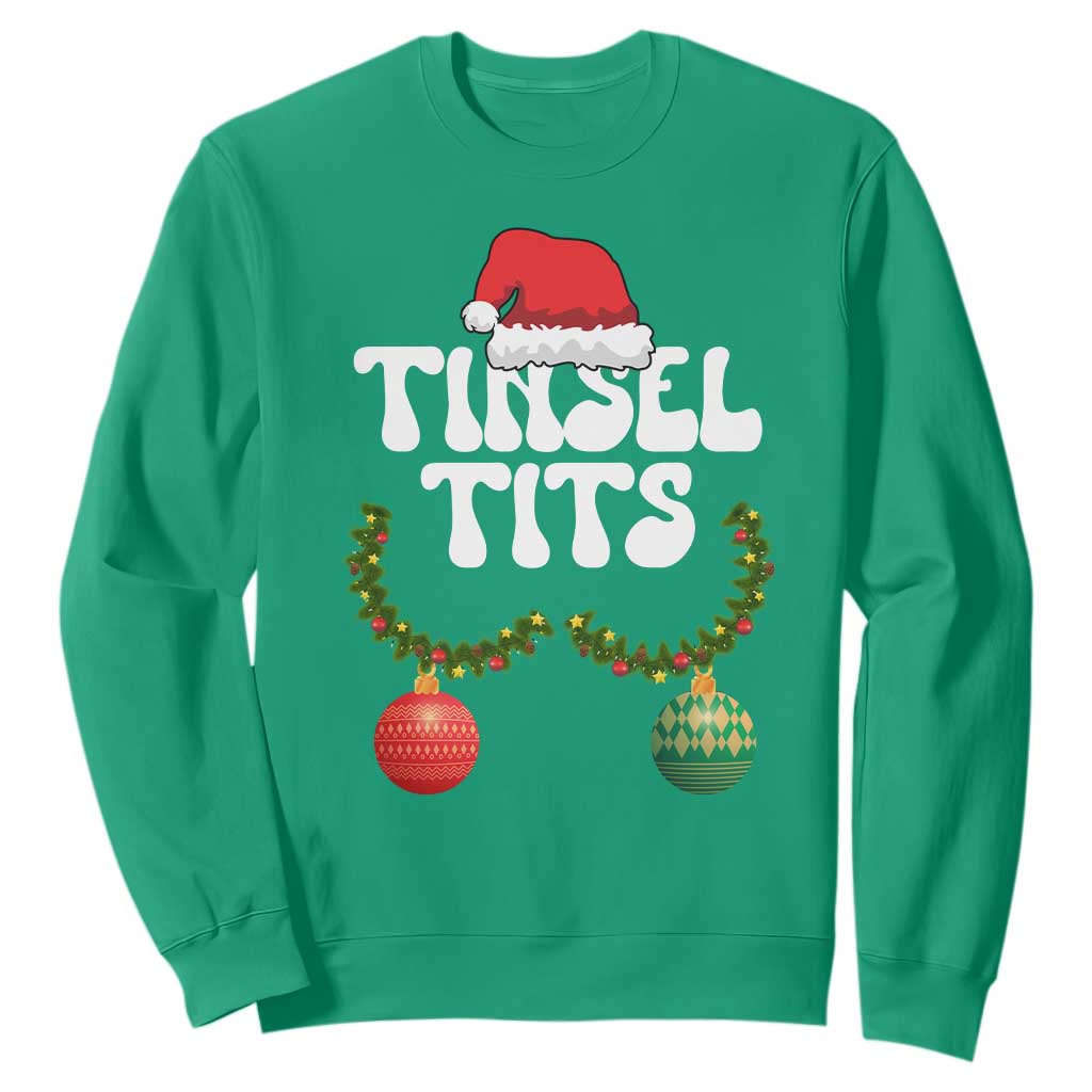Christmas Tinsel Tits Sweatshirt Funny Xmas Couple Matching TS11 Irish Green Print Your Wear