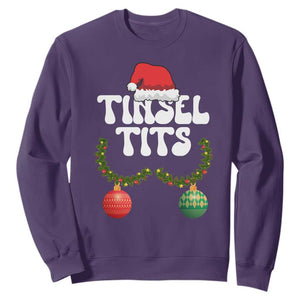 Christmas Tinsel Tits Sweatshirt Funny Xmas Couple Matching TS11 Purple Print Your Wear
