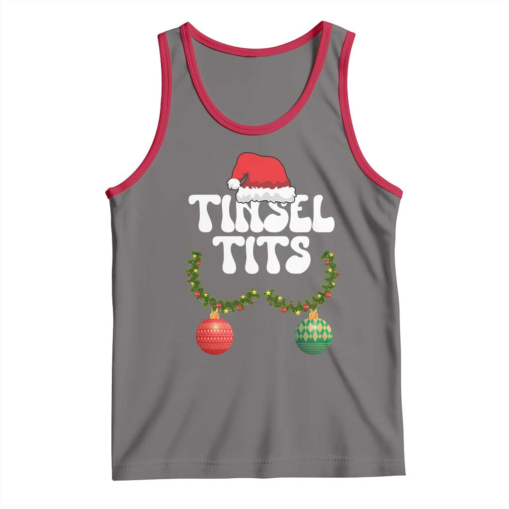 Christmas Tinsel Tits Tank Top Funny Xmas Couple Matching TS11 Deep Heather Red Print Your Wear