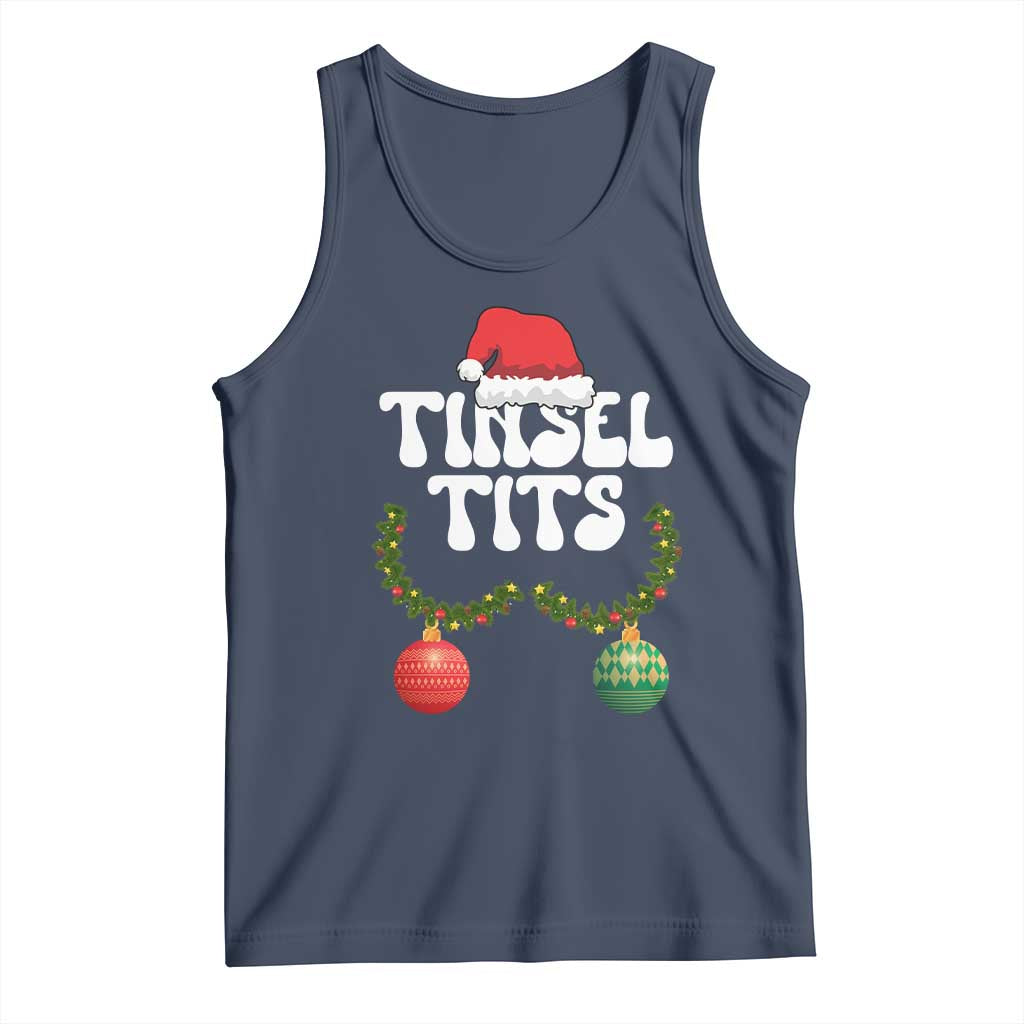 Christmas Tinsel Tits Tank Top Funny Xmas Couple Matching TS11 Navy Print Your Wear