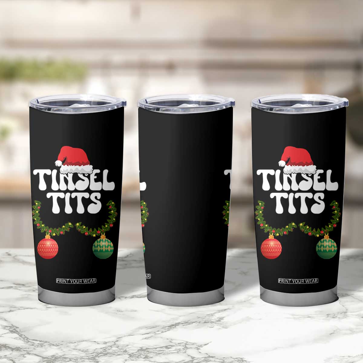 Christmas Tinsel Tits Tumbler Cup Funny Xmas Couple Matching TS11 Print Your Wear