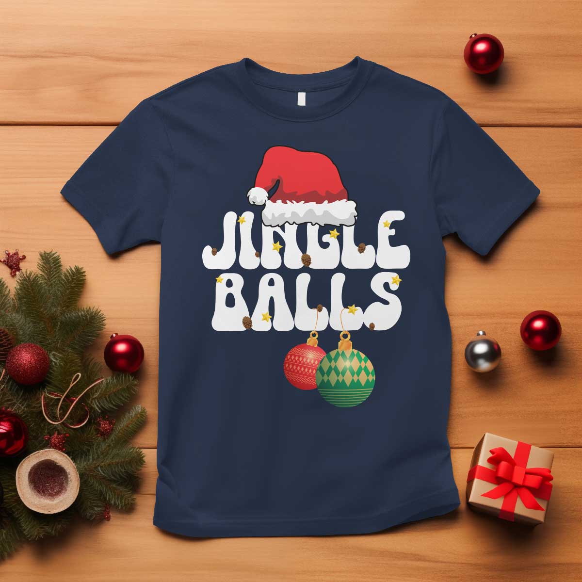 Christmas Jingle Balls T Shirt Funny Xmas Couple Matching TS11 Navy Print Your Wear