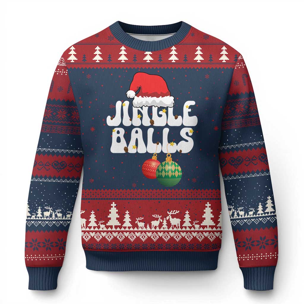 Xmas Jingle Balls Ugly Christmas Sweater Funny Xmas Couple Matching TS11 Navy Red Print Your Wear