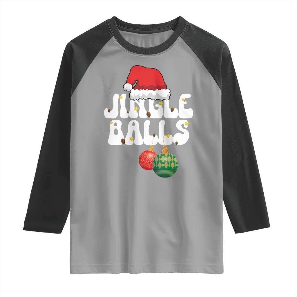 Christmas Jingle Balls Raglan Shirt Funny Xmas Couple Matching TS11 Sport Gray Black Print Your Wear