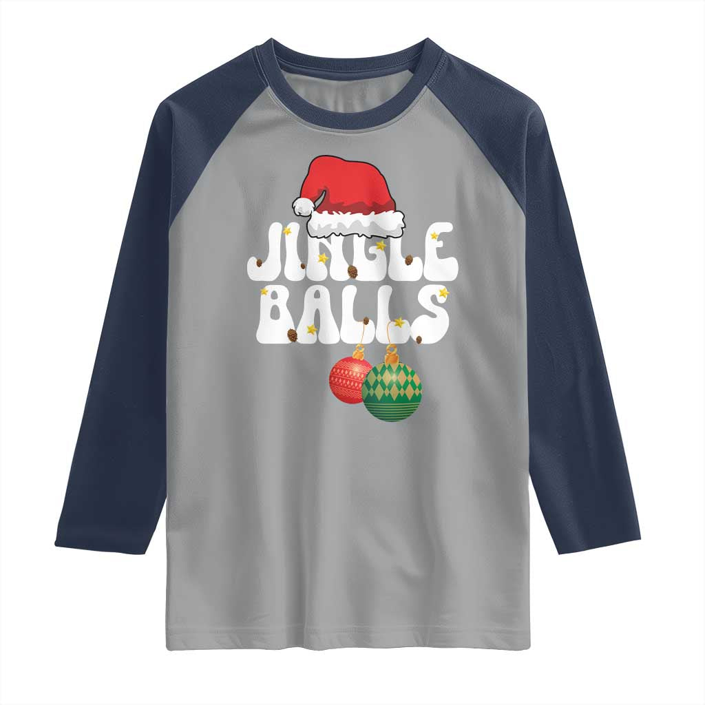 Christmas Jingle Balls Raglan Shirt Funny Xmas Couple Matching TS11 Sport Gray Navy Print Your Wear