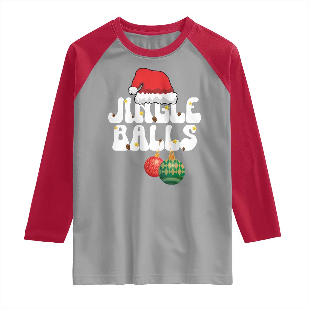 Christmas Jingle Balls Raglan Shirt Funny Xmas Couple Matching TS11 Sport Gray Red Print Your Wear