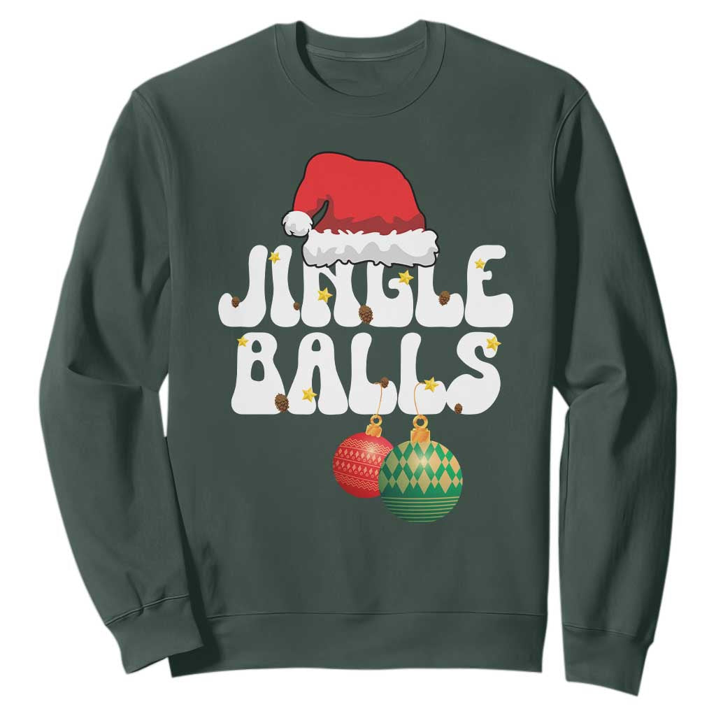 Christmas Jingle Balls Sweatshirt Funny Xmas Couple Matching TS11 Dark Forest Green Print Your Wear