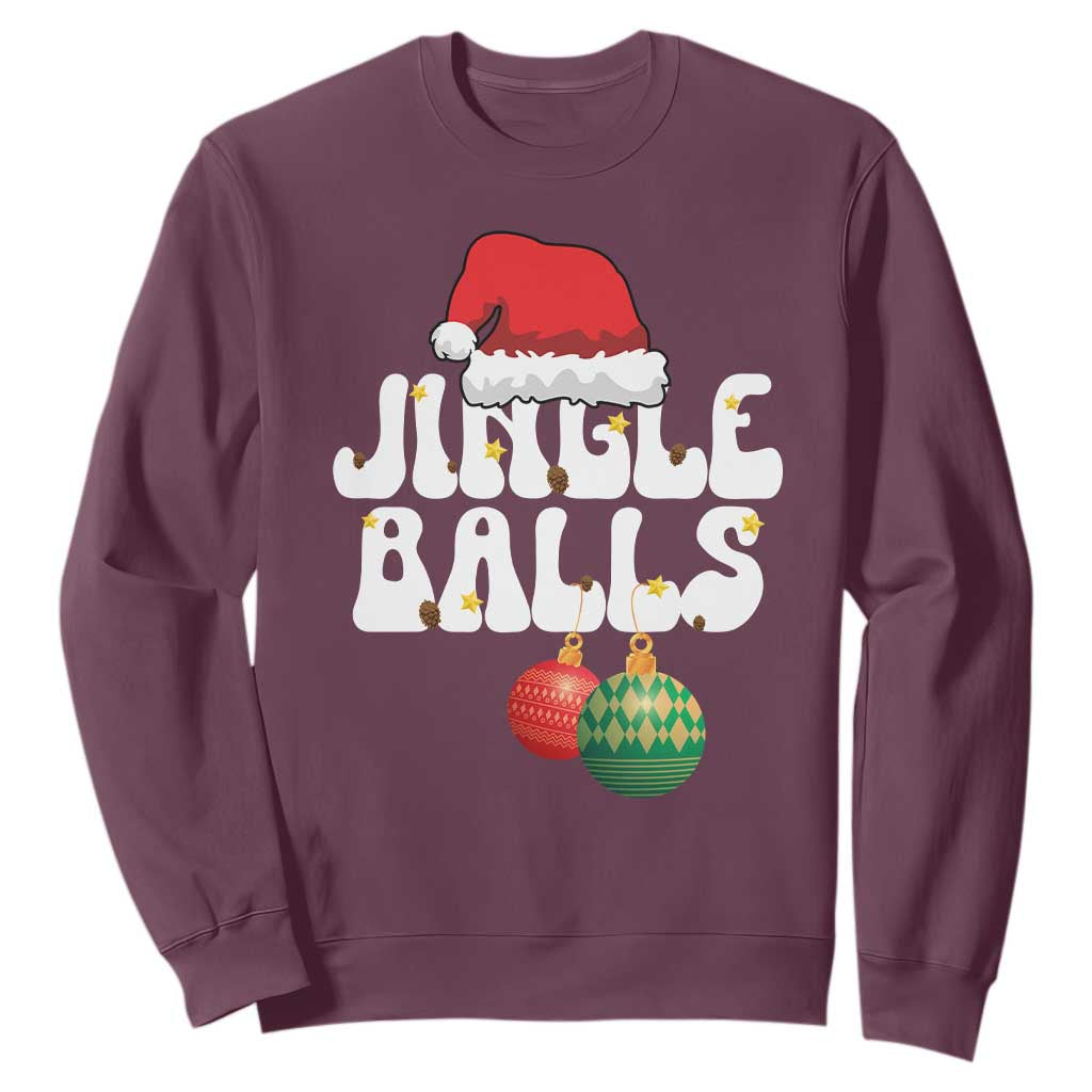 Christmas Jingle Balls Sweatshirt Funny Xmas Couple Matching TS11 Maroon Print Your Wear