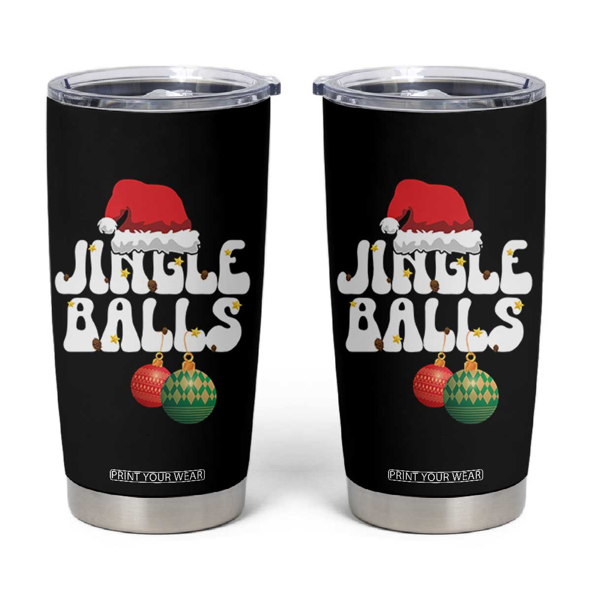Christmas Jingle Balls Tumbler Cup Funny Xmas Couple Matching TS11 Black Print Your Wear