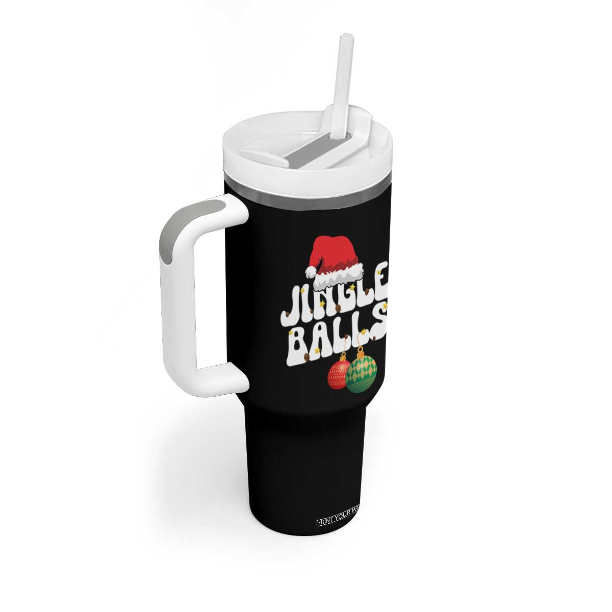 Christmas Jingle Balls Tumbler With Handle Funny Xmas Couple Matching TS11 Print Your Wear