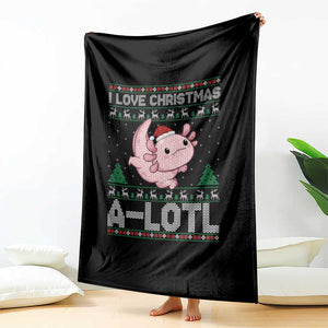 Funny Christmas Axolotl Throw Blanket I Love Christmas A Lotl Xmas Salamander TS11 Print Your Wear