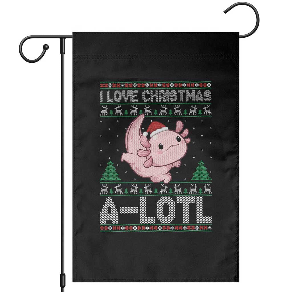 Funny Christmas Axolotl Garden Flag I Love Christmas A Lotl Xmas Salamander TS11 Black Print Your Wear