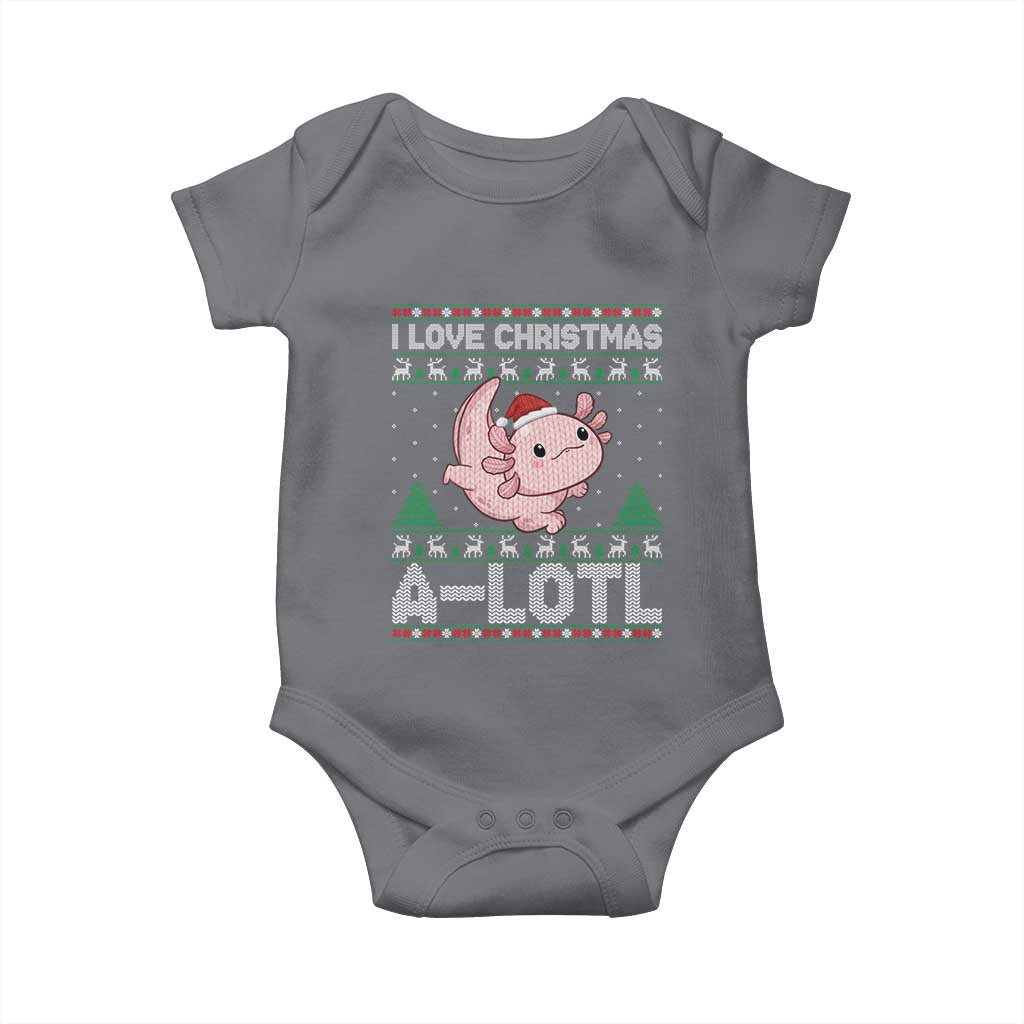 Funny Christmas Axolotl Baby Onesie I Love Christmas A Lotl Xmas Salamander TS11 Charcoal Print Your Wear