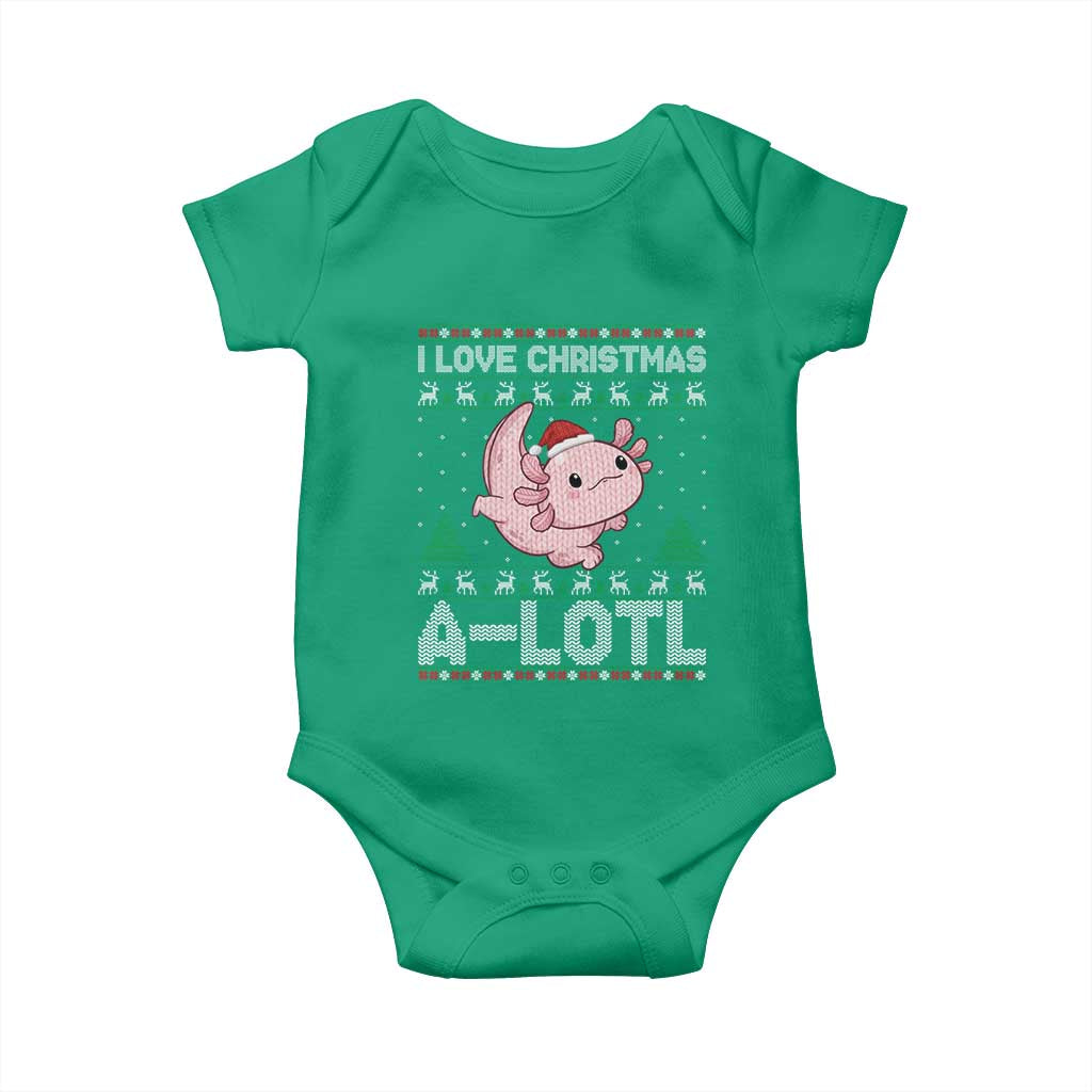Funny Christmas Axolotl Baby Onesie I Love Christmas A Lotl Xmas Salamander TS11 Irish Green Print Your Wear