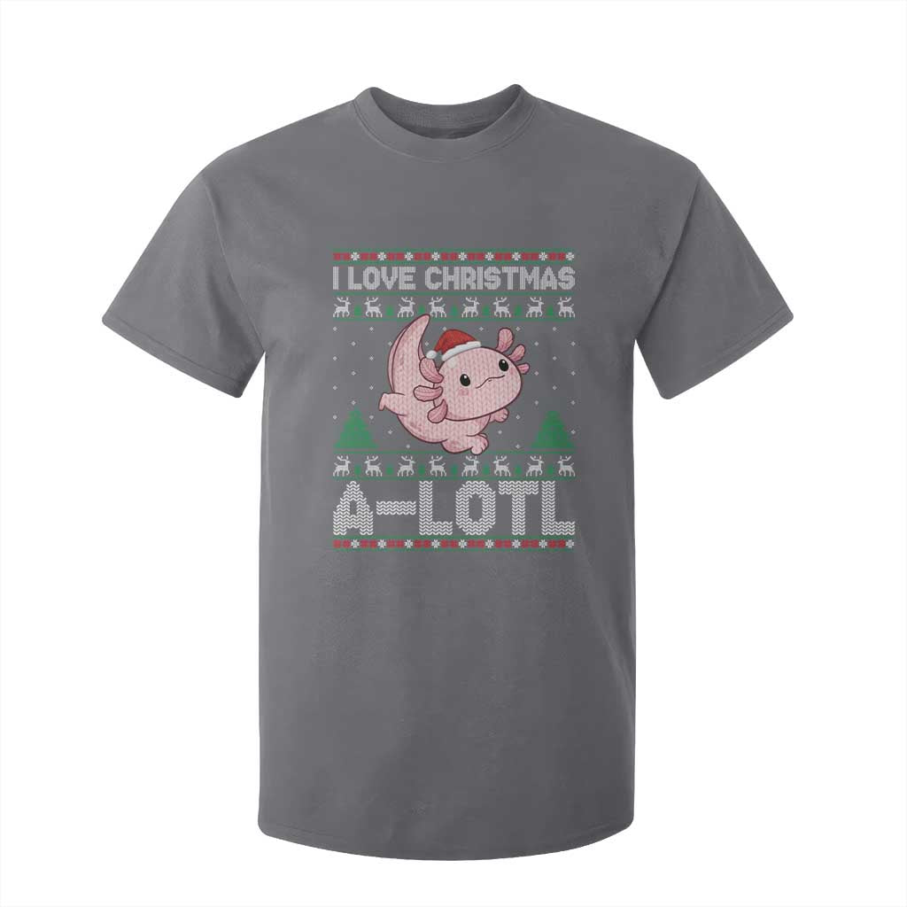 Funny Christmas Axolotl T Shirt For Kid I Love Christmas A Lotl Xmas Salamander TS11 Charcoal Print Your Wear