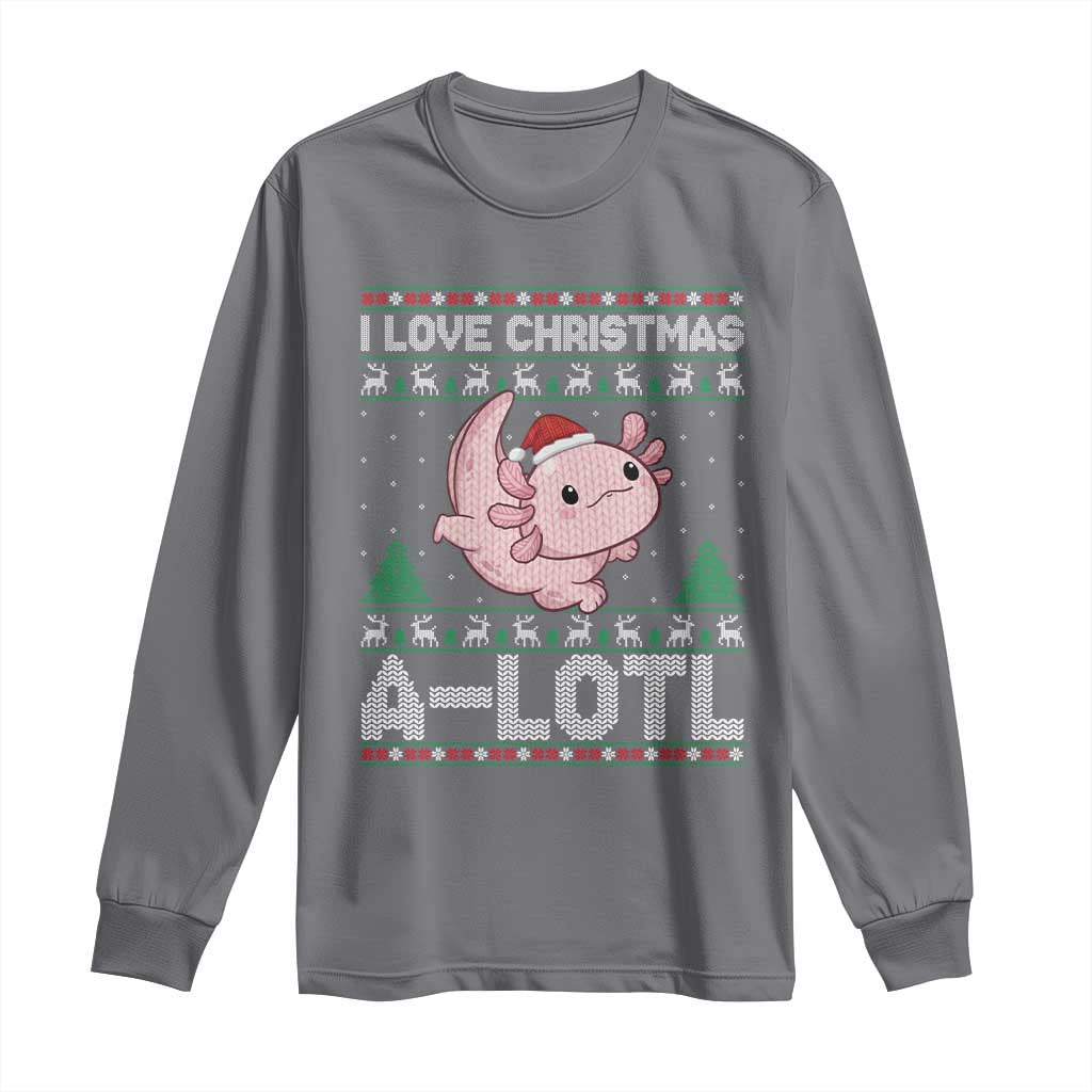 Funny Christmas Axolotl Long Sleeve Shirt I Love Christmas A Lotl Xmas Salamander - Print Your Wear