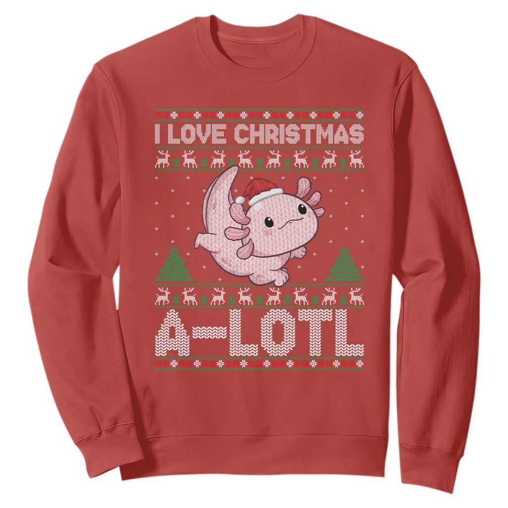 Funny Christmas Axolotl Sweatshirt I Love Christmas A Lotl Xmas Salamander TS11 Red Print Your Wear