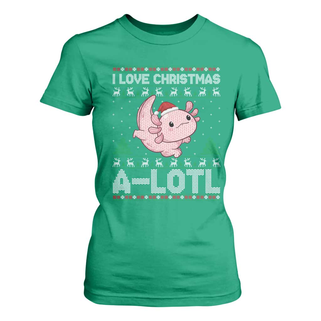 Funny Christmas Axolotl T Shirt For Women I Love Christmas A Lotl Xmas Salamander - Print Your Wear