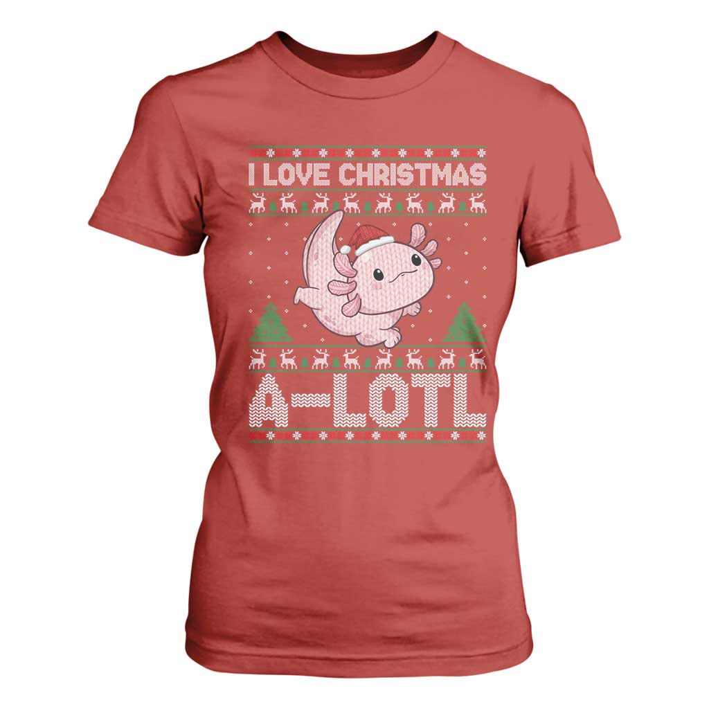 Funny Christmas Axolotl T Shirt For Women I Love Christmas A Lotl Xmas Salamander - Print Your Wear
