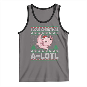 Funny Christmas Axolotl Tank Top I Love Christmas A Lotl Xmas Salamander TS11 Deep Heather Black Print Your Wear