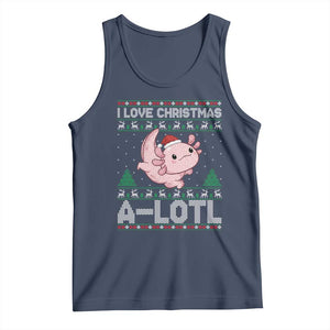 Funny Christmas Axolotl Tank Top I Love Christmas A Lotl Xmas Salamander TS11 Navy Print Your Wear