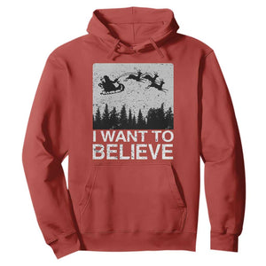 Funny Christmas Santa Hoodie I Want To Believe Sleigh With Reindeers TS11 Red Print Your Wear