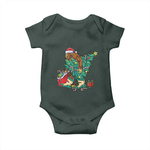 Funny Santa Bigfoot Christmas Tree Baby Onesie TS11 Print Your Wear