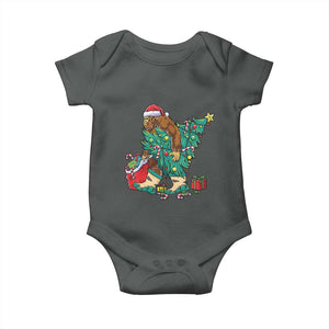 Funny Santa Bigfoot Christmas Tree Baby Onesie TS11 Dark Heather Print Your Wear
