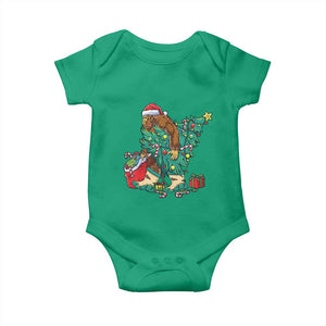 Funny Santa Bigfoot Christmas Tree Baby Onesie TS11 Irish Green Print Your Wear