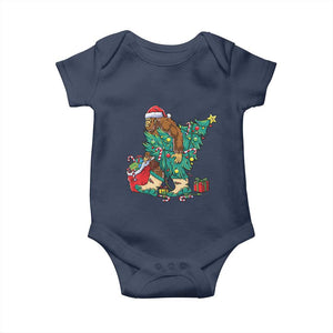 Funny Santa Bigfoot Christmas Tree Baby Onesie TS11 Navy Print Your Wear